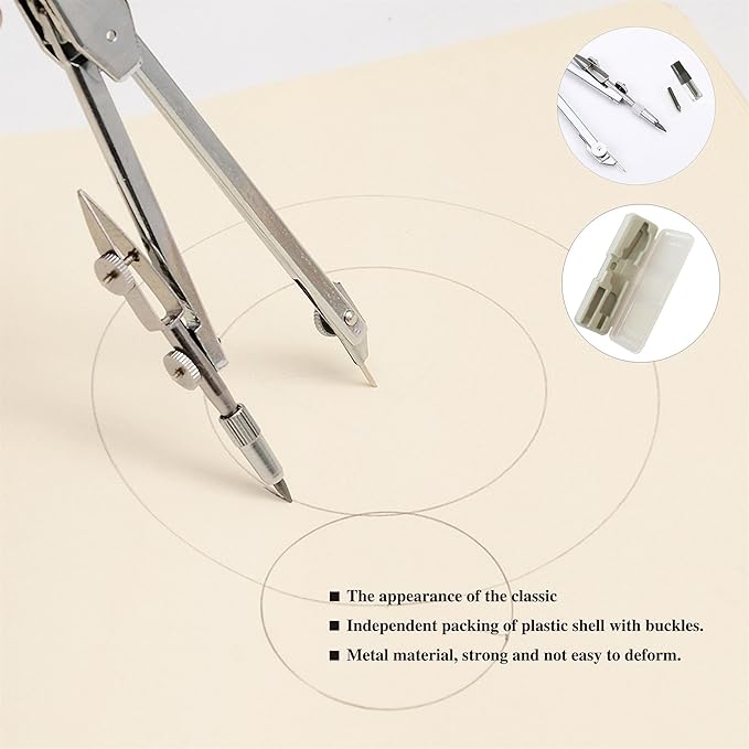 Drawing Compass and Plastic Math Protractors 180 Degree,4 Inch and 6 Inch,3 Piece Student Geometry Math Set (Style 1)