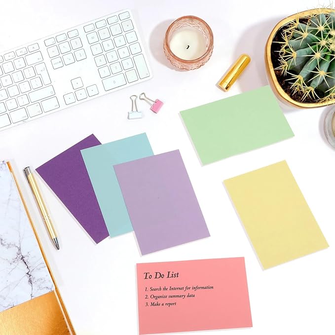 Fainne 300 Pcs Blank Index Cards 180 Gsm Thick Card Stock Assorted Color Neon Blank Flash Cards Colorful Study Notecards for Organizing(4 x 6 Inch,Fresh Colors)