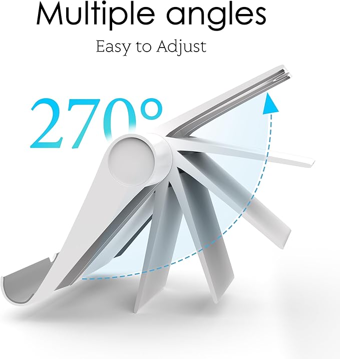 Cell Phone Stand for Desk, Foldable and Adjustable Multi-Angle Holder Dock, Universal Compatibility for Most Phone and Tablet, Portable and Sturdy Design for Office and Home (White)