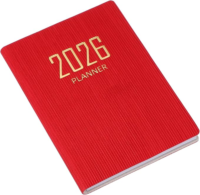 PATIKIL 2026 Daily Planner Notebook, 4.2 x 3.1" 64 Sheets Undated to Do List Daily Weekly Monthly Goals Pocket Notebook for Office Home Study Work Weeding Time Management, Red
