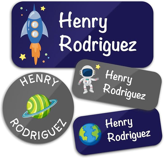 Personalized Waterproof Name Labels for Kids | Optional Packs 50, 150, 230 Labels | Custom Name Stickers for Kids' Clothing Tag, Water Bottle, Lunch Box, Customize Kid Name Label for Daycare Space