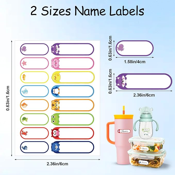Name Labels for Kids Stuff Daycare, Labels for School Supplies Waterproof Name Tag Stickers, 320 Pcs Washable Bottle Labels, Self-Adhesive Tag Stickers for School Essentials, Self-Laminating Write-on
