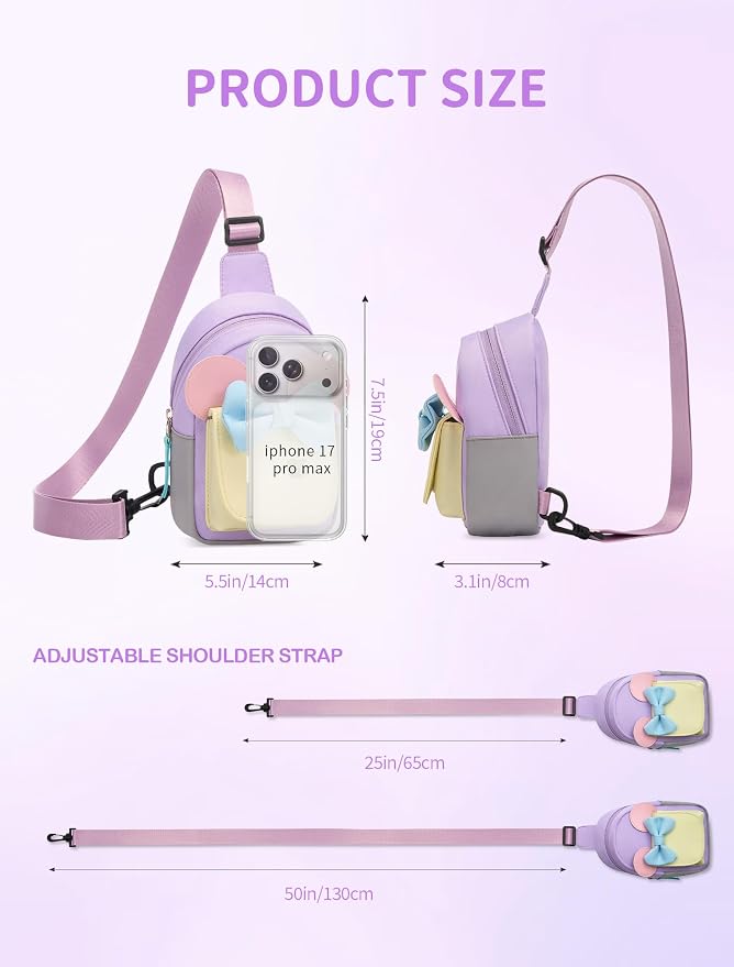 Birthday Back to School Gifts for Girls 3-8, Kids Fanny Pack Toddler Purse | Cute Fashion Sling Crossbody Bag for 3 4 5 6 7 8 Year Old Girls with Adjustable Strap. Perfect for Travel Holiday Essentials