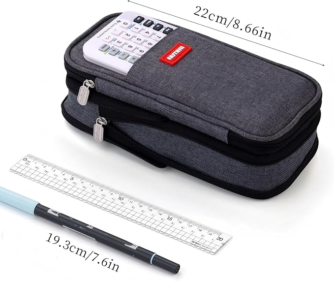 EASTHILL Big Capacity Pencil Pen Case Office College School Large Storage High Capacity Bag Pouch Holder Box Organizer (Deep Gray)