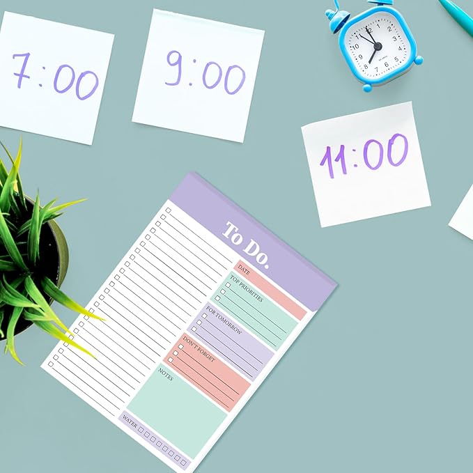 Spakon 300 Sheets Daily to Do List Notepad Notebook Library Card to Do Planner Checklist Memo Writing Pad Schedule Reminder Office Homework Planner for Task, 6" x 8(Elegant,White,Purple)