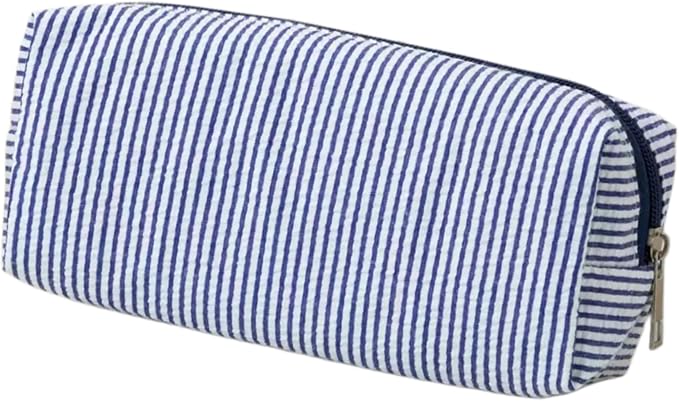 Pencil Case, Pencil Pouch for Women, Pencil Case Small, Pencil Pouch Aesthetic (Striped navy blue)