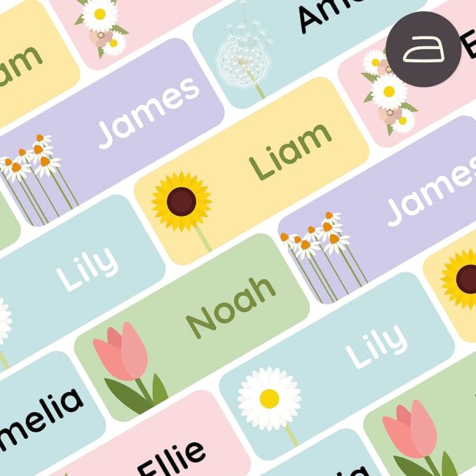 Iron-On Name Labels & Clothing Labels for Nursing Home (120) – Iron On Name Tags & Name Labels for Clothing & Clothes, School & Daycare – Waterproof - Flowers