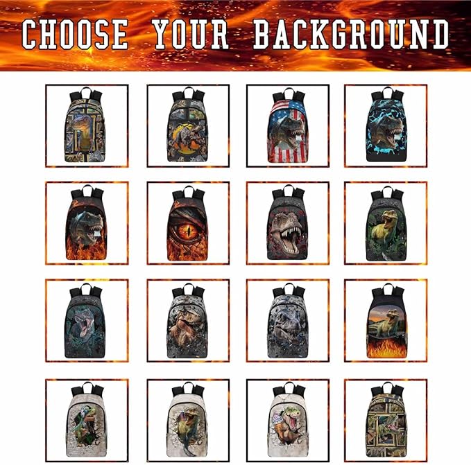 M YESCUSTOM Custom Dinosaur Backpack for Boys Personalized Elementary Boys Backpack with Name, Kids School Bookbag Shoulder Bag Multi Travel Backpack Casual Daypack Bag for Teenager School Camping