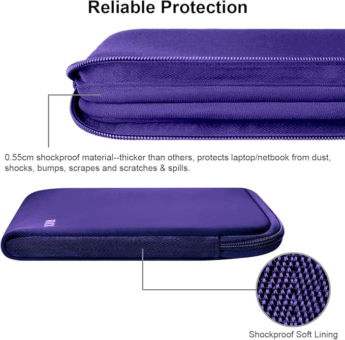 Arvok 11 11.6 12 Inch Laptop Sleeve Case for MacBook Air 12, Water-Resistant Neoprene Notebook Computer Tablet Sleeve, Carrying Bag Cover for Chromebook/HP/Dell/Lenovo/Asus/Acer, Purple