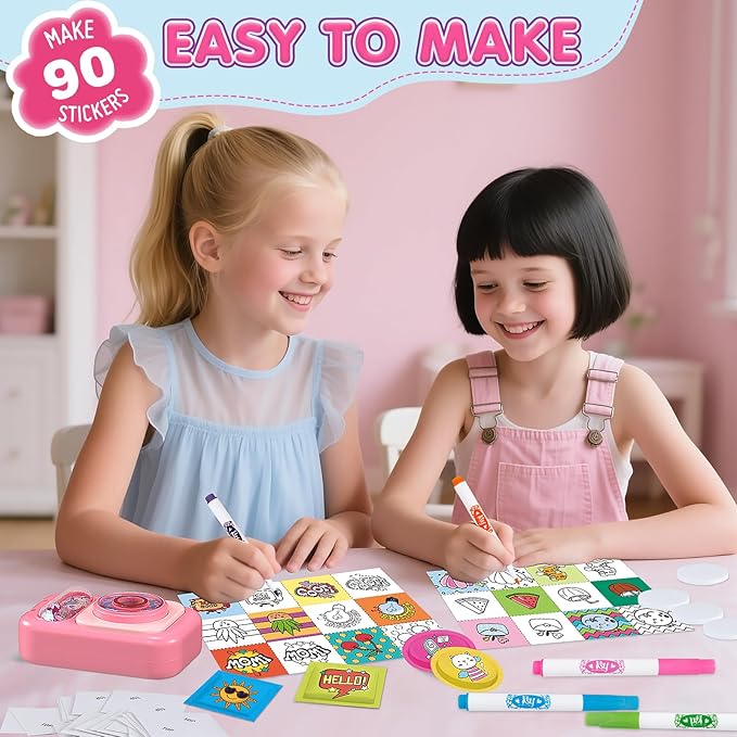Puffy Sticker Maker for Kids — Make Your Own 3D Stickers, 90-Piece DIY Craft Kit with Unicorn Machine, Arts and Crafts for Girls Boys Ages 6-10, Screen-Free Birthday Gift