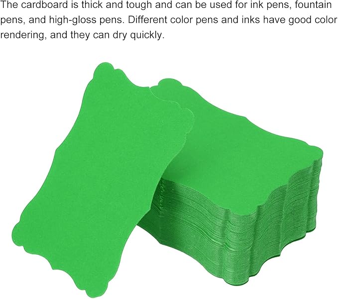 PATIKIL 3.7"x2.4" Blank Paper Business Cards, 120 Pack Small Index Flash Cards Words Message Note Card Mini Paper Tags Lace for DIY Gift, Green