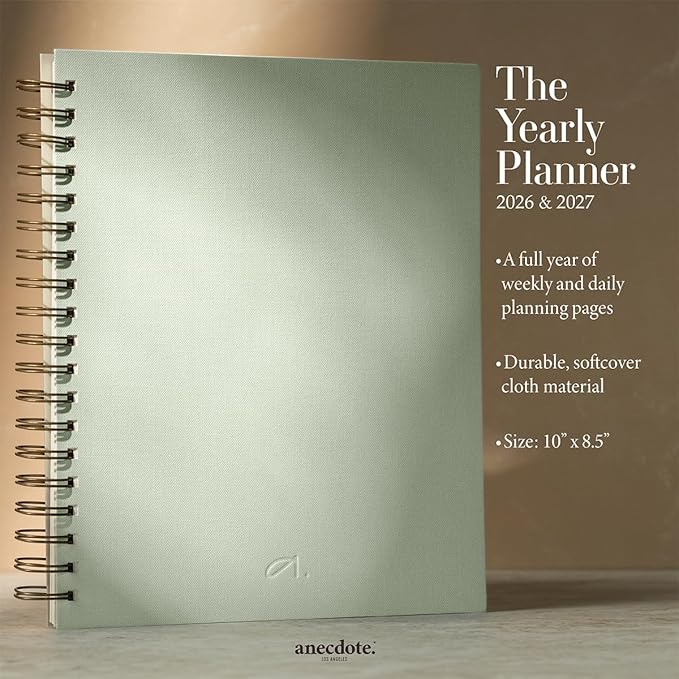 Anecdote Spiral Planner w/2026-2027 Calendar (8.5" x 10") | Start Anytime - 52 Weeks, Undated Planner Pages | To-Do List Organizer, Plan Your Success, Achieve Productivity Goals (Dutch Blue)