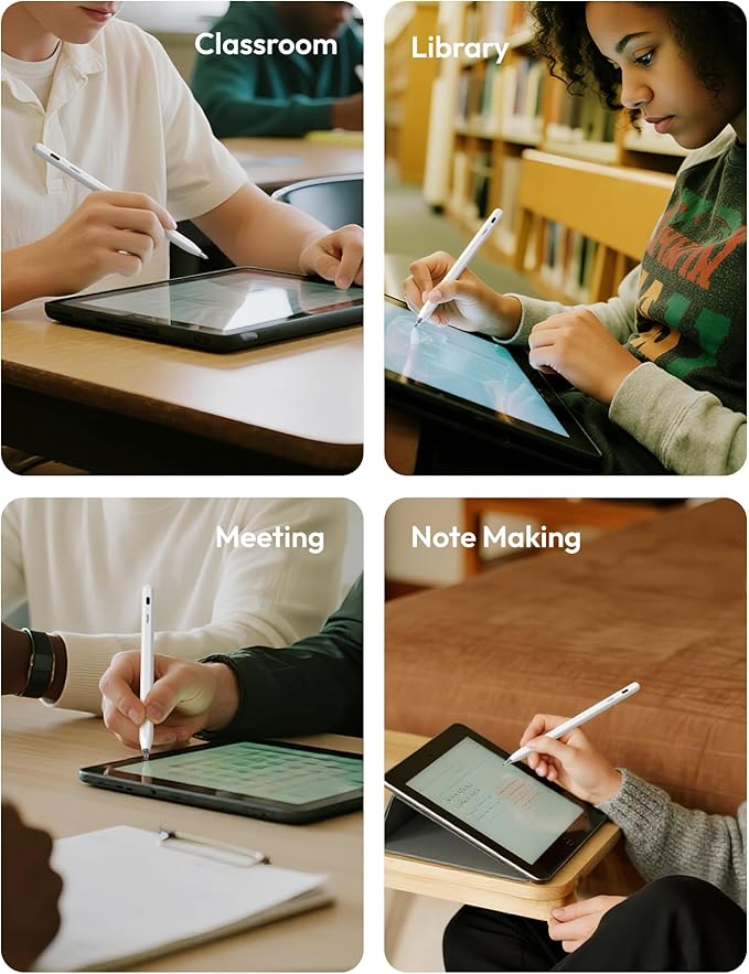 Metapen Pencil Air8 Pro for iPad 2018-2026, Ultra-Quiet, 2X Fast Charging, Palm Rejection Stylus Pen for iPad a16/11/10/9/8/7/6th Gen, Pro 12.9/11/13-inch M4, Air 3/4/5/M2/M3/M4, Mini 5/6th