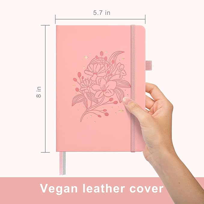 &And Per Se Dotted Journal Notebook, A5 Hardcover Aesthetic Dotted Notebook – 160 Pages 100gsm Thick Dot Grid Paper, 3 Sticker Sheets – Gift-Ready Journaling Kit for Women (Blush)