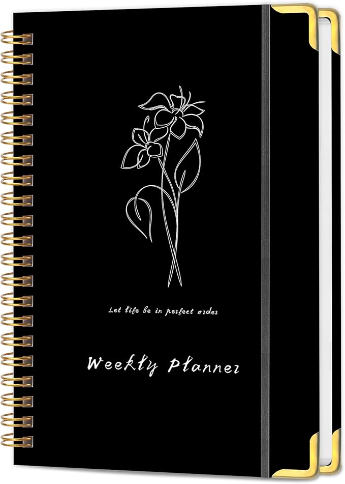Undated Weekly Planner, Weekly To Do List Notebook with Goal & Habit Tracker Organizer, A5 5.8" x 8.0" Weekly Planner Notebook with Spiral Binding for Men or Women