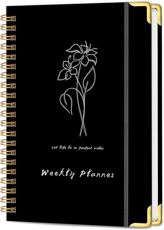 Undated Weekly Planner, Weekly To Do List Notebook with Goal & Habit Tracker Organizer, A5 5.8" x 8.0" Weekly Planner Notebook with Spiral Binding for Men or Women