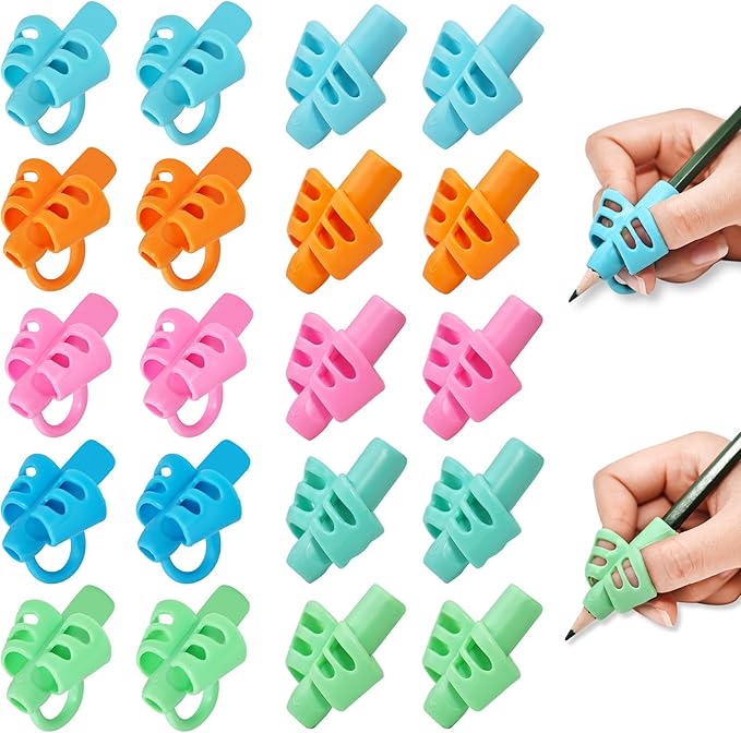 20 Pcs Pencil Grips for Kids Handwriting Pencil Holders Grippers for Kids, Writing Posture Correction Tools for Toddlers, Special Needs Silicone Pencil Supplies for Kindergarten Preschoolers（Mixcolor）