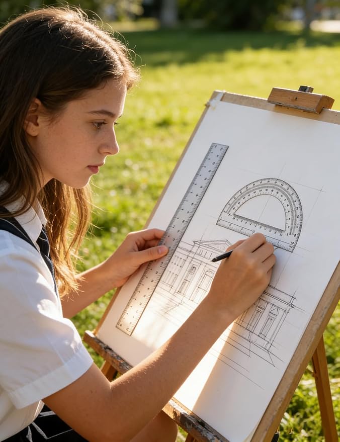 Compass and Protractor Set, Geometry Set Drafting Tools with Protactors Rulers Compasses Math Set Back to School Supplies for Students Teacher
