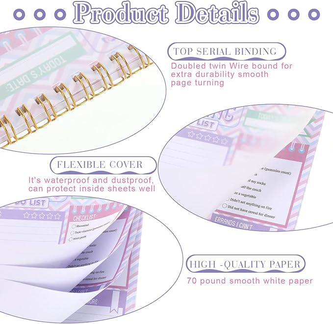 Glenmal 6 Pack to Do List Notepad Undated to Do List Notebook Daily Planner Notepad 180 Sheets for Adult Student Office School Home Supplies 7.8 x 5.2 Inch(Fresh,Fresh Color)