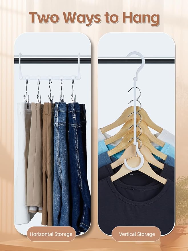 HOUSE DAY Space Saving Hangers 16 Pack, Closet Organizers and Storage | Closet Organizer Space Saver, Multifunctional Hangers for Small Closet, College Dorm Room Essentials for Girls, White