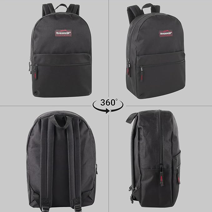 Trail maker 24 Pack 17 Inch Backpacks in Bulk Backpacks for Boys, Girls, School, and Homeless Donation