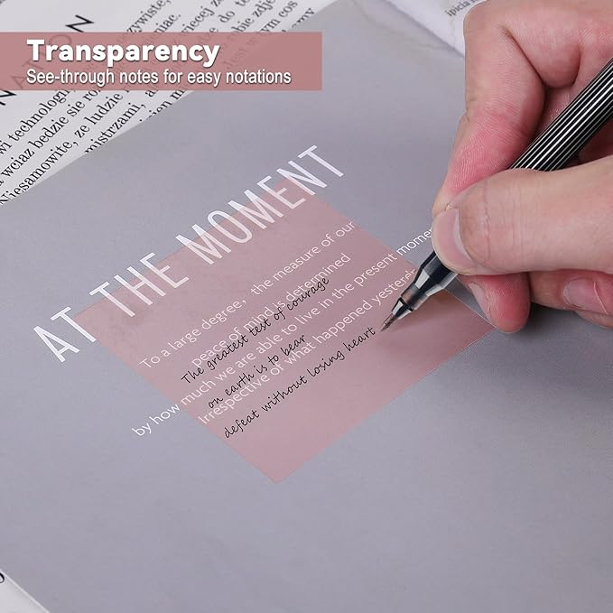 8 Pads Transparent Sticky Notes, 3x3 inch Pastel Clear Sticky Notes, 400 Sheets Self-Adhesive Waterproof Translucent See Through Sticky Note for Annotation College School and Office Supplies