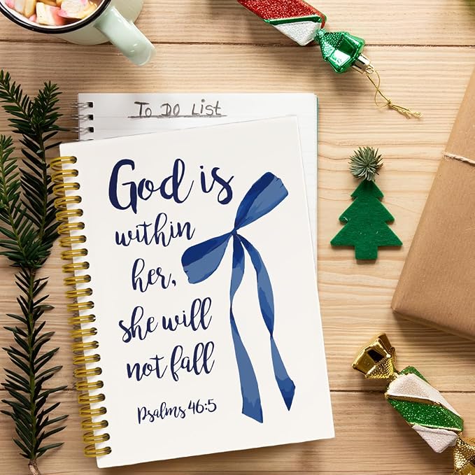 JKMBN Navy Blue Christian Bible Study Spiral Notebook Jouranl for Women