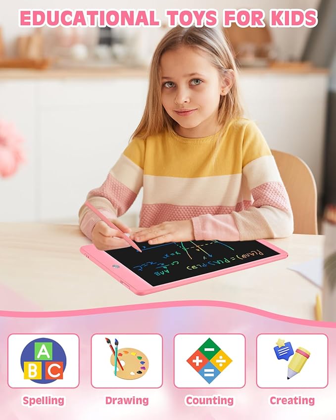 Gifts for Girls Boys Toys, 2 Pack LCD Writing Tablet 10 Inch, Drawing Pad for Kids, Toddler Travel Essentials, No Mess Coloring Books for Toddlers 1-3, Birthday Stocking Stuffers Kids