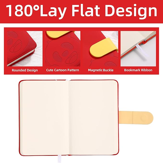 BOBO RABBIT Blank Journal Small Pocket Leather Notebook No Lines for Drawing Plain Sketch Book Cute Cartoon Panda Unlined Journal for Travel Work School, 200 Pages, 3.7"X5.9"