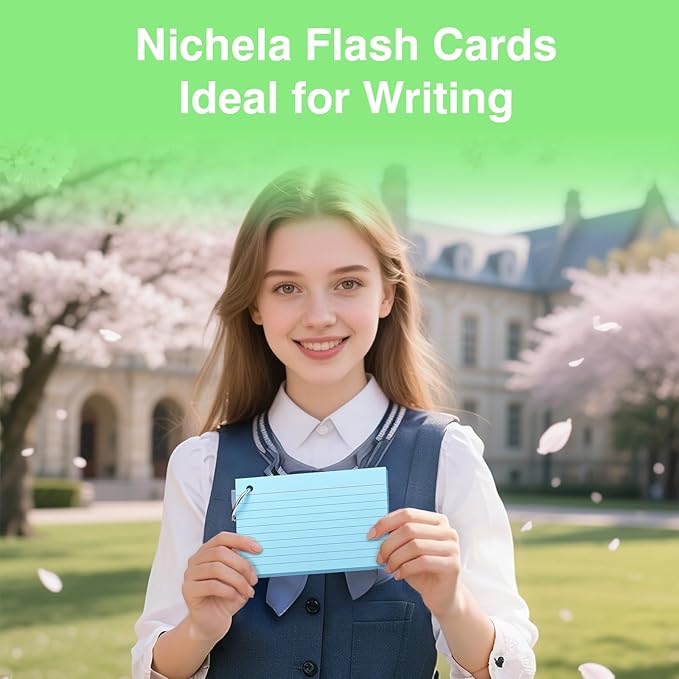 250 Sheets Colored Index Cards with Ring 3 x 5 Inch Heavyweight Ruled Flash Cards, Flashcards with Ring for School & Office Supplies and Home Organization, Durable Study To Do List Lined Note Cards