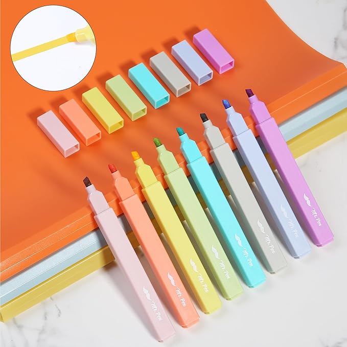 Mr. Pen- Aesthetic Highlighters No Bleed, 8 Pack, Retro Colors, Chisel Tip, Cute Highlighters Assorted Colors for Journaling, Highlighting, Underlining, Fast Dry, Back to School Supplies