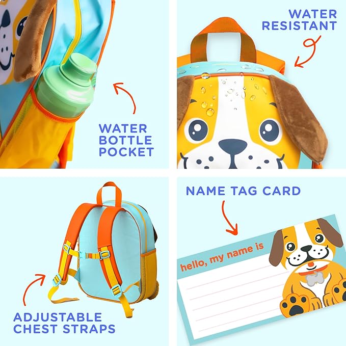 Move2Play, Puppy Kids Backpack | Kid Size | Back to School | Elementary, Kindergarten Book Bag | Designed for Boys & Girls Ages 4+ Year Olds | Travel Ready