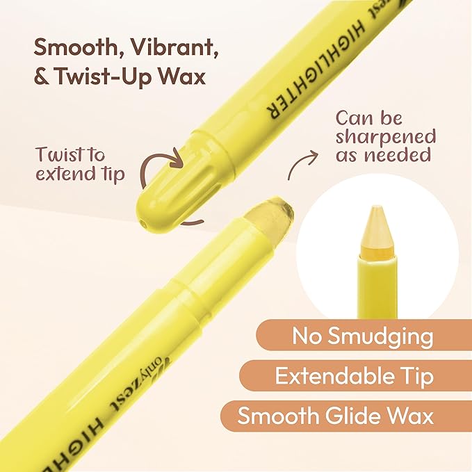 10 Pack Bible Safe Highlighters - Yellow Color, Wax Highlighters No Bleed, Bible Markers for Journaling, Study Accessories and School Supplies