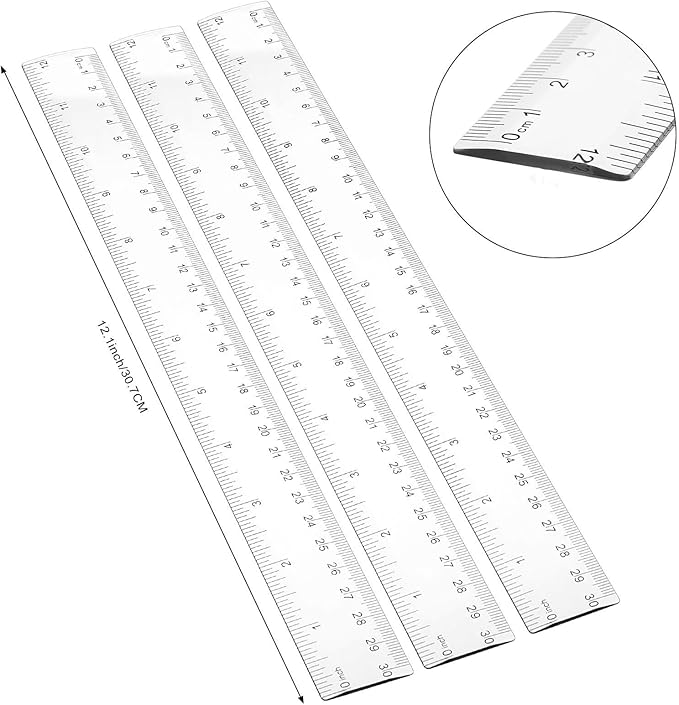 Zonon 500 Pcs 12 Inch Rulers Bulk Clear Plastic Straight Ruler for First Day of School Gift Back to School Supplies Flexible Measuring Tool with Centimeters and Inches for Student Office
