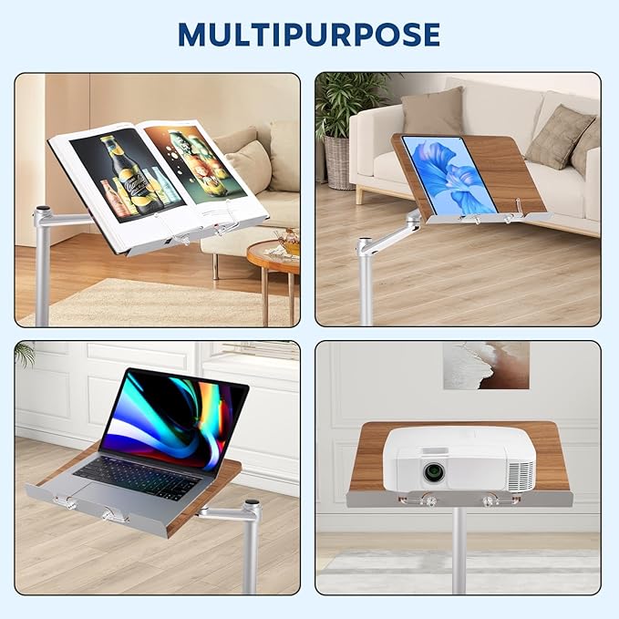 Book Stand for Reading - Multiangle Adjustable Book Holders for Reading Hands Free，Book Holder Stand with an Elastic Book Clip for Holding Books，Laptops，Tablets，Mobile Phones，Projectors