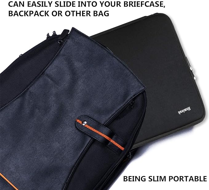 Hsmienk Laptop Sleeve Case 17 Inch, Durable Shockproof Protective Computer Cover Flip Case Briefcase Carrying Bag Compatible with 17-17.3 Inch Laptop, Computer, Notebook, Black