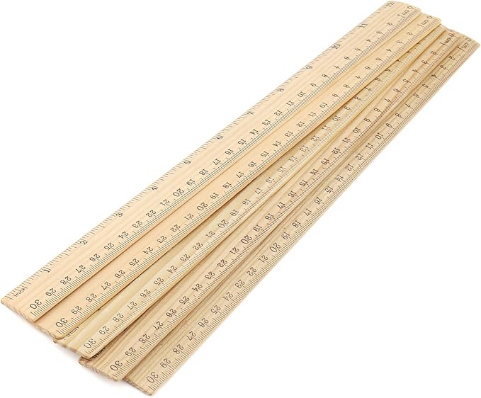 MUKCHAP 144 Pack Wooden Ruler, 12 Inch Straight, 30cm Metric Wood With Centimeters and Inches for Measuring, Office, 2 Scale