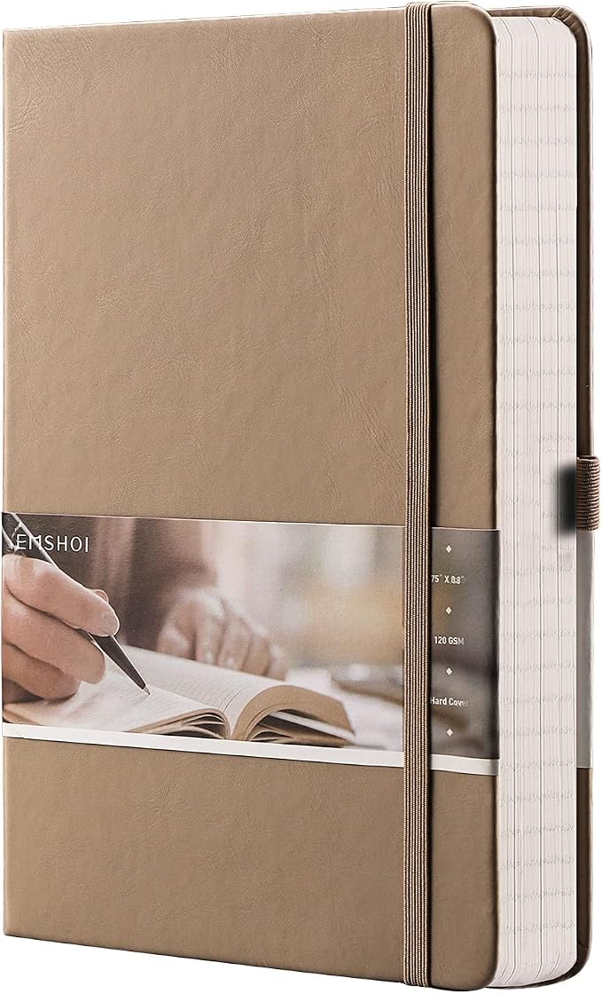 EMSHOI Lined Journal Notebook, 256 Numbered Pages, A5 Size (5.7'' x 8.3'')
