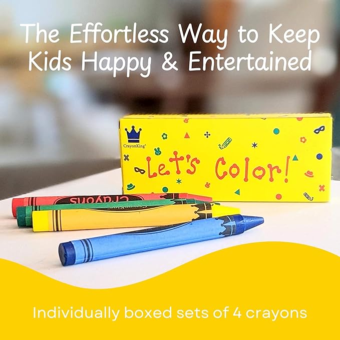 CrayonKing 600 Bulk Crayons – 150 Pre-Packed Boxed Sets of 4 | Classroom Ready Crayon Packs | Party Favors for Teachers, Schools & Kids | Non-Toxic