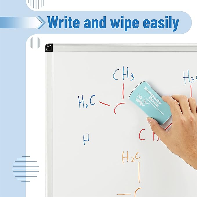 Mr. Pen- Magnetic Dry Erase Board for Wall, 24" x 48", Silver Aluminum Frame, Large White Board Dry Erase with Marker Tray & Mounting Hardware