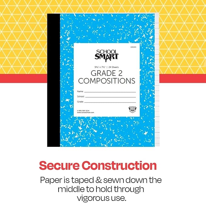 School Smart Skip-A-Line Ruled Composition Book, Grade 2, Blue, 48 Pages