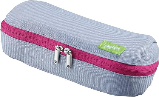 Kokuyo Shellbro Pen Case, Shell-shaped structure, Big Capacity Pencil Case, Large Pencil Pouch, Stationery Pen Bag, Gray x Pink, Japan Import (F-VBF190-3)