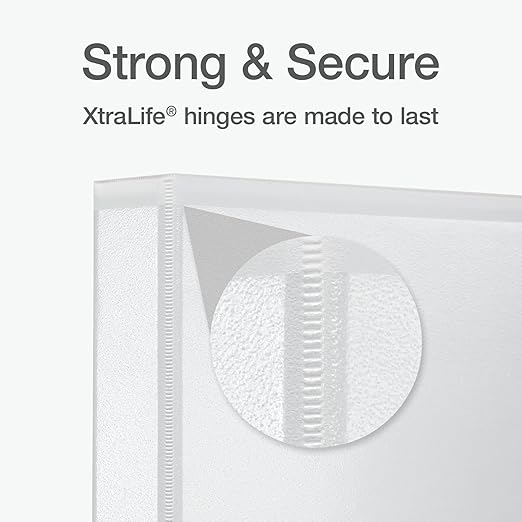 Oxford Ring Binders, 1" Round Ring Binders, View Binder, Covers on 3 Sides, XtraLife Hinge, Non-Stick, PVC-Free, White, 225 Sheet Capacity (1002512)