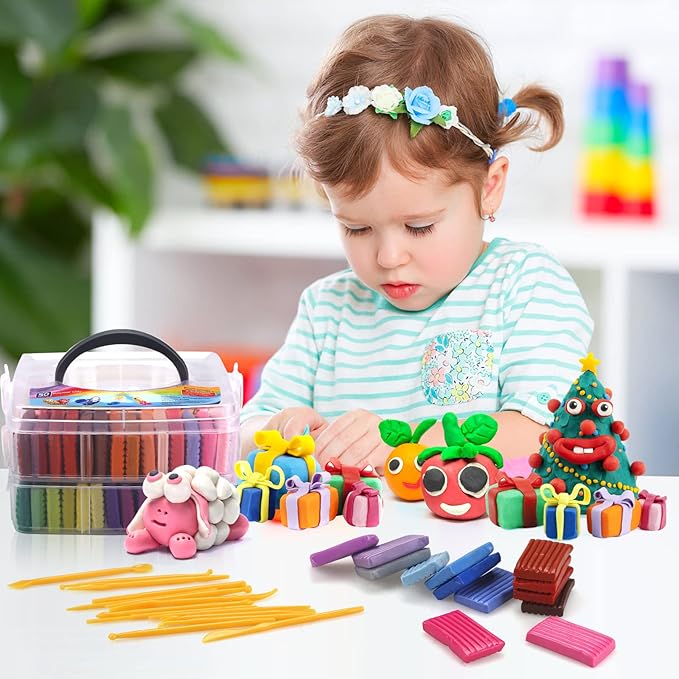 CiaraQ Polymer Clay 50 Colors Starter Kit - Oven Bake Modeling Clay for Kids & Artists, Non-Sticky DIY Clay with Sculpting Tools, Fun Gift for Children Ages 4+, 2.8 lb
