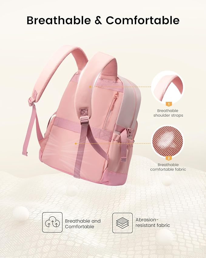 LOVEVOOK Laptop Backpack for Women with Large Cup Holder,15.6 Inch DIY Design Travel Work Backpack Computer Laptop Bag,Waterproof Nurse Teacher College Backpack Purse,Gifts for Women Men,Beige-Khaki