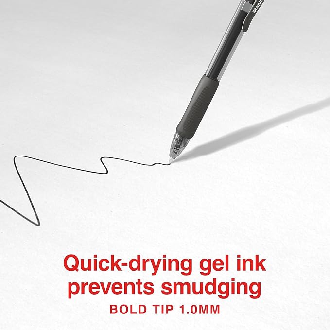 STAPLES ProGel Retractable Gel Pens, Bold 1.0mm, Black Ink, 36-Pack | Smooth-flow ink for high-volume office writing and daily use.