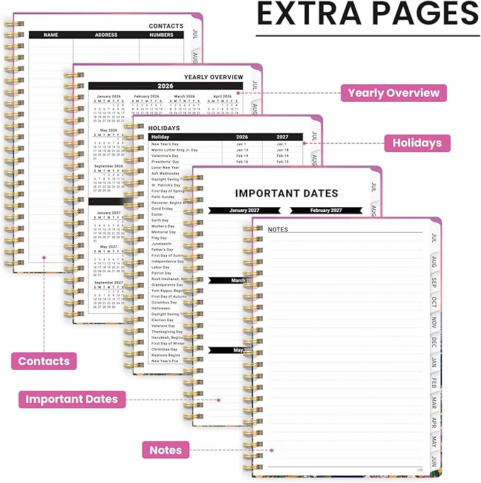 Planner 2026-2027, Hardcover Monthly and Weekly Academic Planner July 2026 - June 2027, Teacher and Student Calendar Agenda Book with Tabs, A5 (6.3" x 8.5"), Ideal for School and Office, Dreamscape Hills