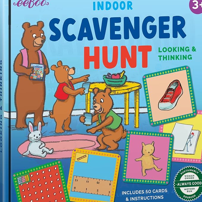 eeBoo Scavenger Hunt Indoors Game, a Finding Game that develops observational and Analytical Skills, Includes 50 Cards & Instructions, for Ages 3 and up