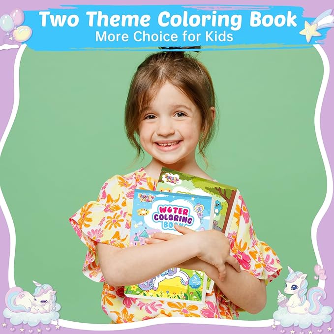 Watercolor Paint Sets for Kid: 2 Pack Water Painting Coloring Book for Toddlers 4-8 Years Old, No Mess Arts and Crafts Drawing Paper Kits for Boys Girls Birthday Gift