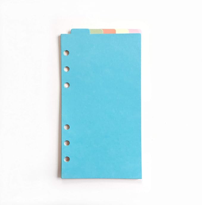 Zelten Refills/Loose Leaves for A6 Cover Ring Binder/Personal Organizer/Planner(A6 6 Holes, Divider Vertical Colored Paper)